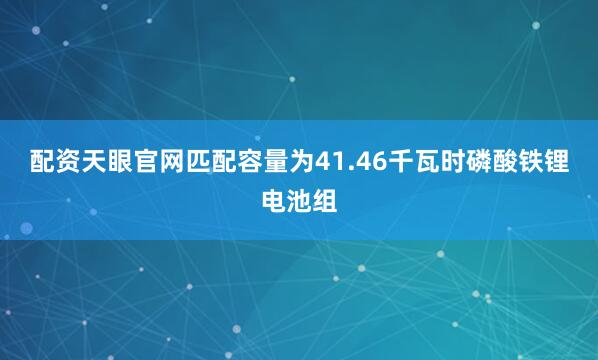 配资天眼官网匹配容量为41.46千瓦时磷酸铁锂电池组